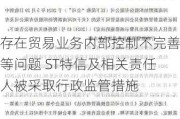 存在贸易业务内部控制不完善等问题 ST特信及相关责任人被采取行政监管措施