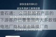 壹石通： 公司勃姆石产品的下游客户已覆盖国内大多数锂电池厂商和湿法隔膜厂商