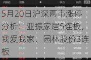 5月20日沪深两市涨停分析：亚振家居5连板，我爱我家、园林股份3连板