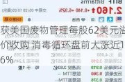 获美国废物管理每股62美元溢价收购 消毒循环盘前大涨近16%