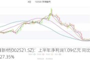 齐峰新材(002521.SZ)：上半年净利润1.09亿元 同比增长127.35%