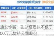 迪安诊断：副总经理拟不低于100万元增持公司股份