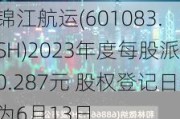 锦江航运(601083.SH)2023年度每股派0.287元 股权登记日为6月13日