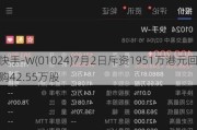 快手-W(0***)7月2日斥资1951万港元回购42.55万股