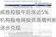 威胜控股午后涨近5% 机构指电网投资高增判断逐步兑现