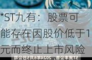 *ST九有：股票可能存在因股价低于1元而终止上市风险