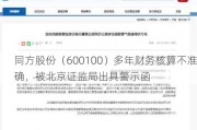 同方股份（600100）多年财务核算不准确，被北京证监局出具警示函