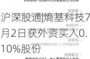 沪深股通|熵基科技7月2日获外资买入0.10%股份