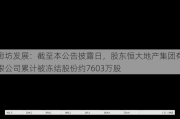 廊坊发展：截至本公告披露日，股东恒大地产集团有限公司累计被冻结股份约7603万股