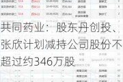 共同药业：股东丹创投、张欣***减持公司股份不超过约346万股