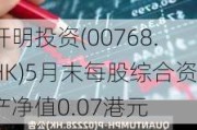 开明投资(00768.HK)5月末每股综合资产净值0.07港元