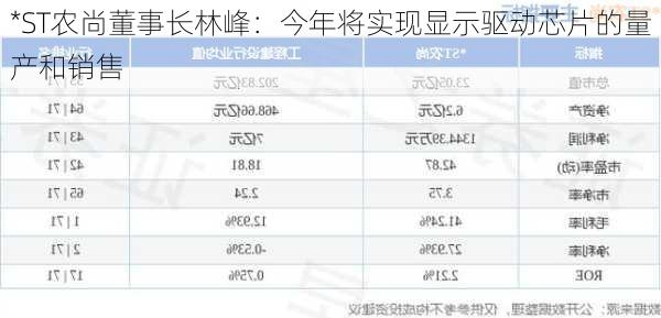 *ST农尚董事长林峰：今年将实现显示驱动芯片的量产和销售