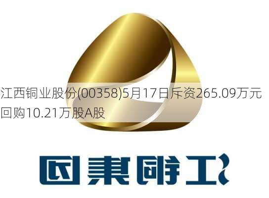 江西铜业股份(00358)5月17日斥资265.09万元回购10.21万股A股