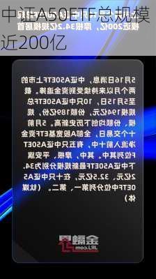 中证A50ETF总规模近200亿