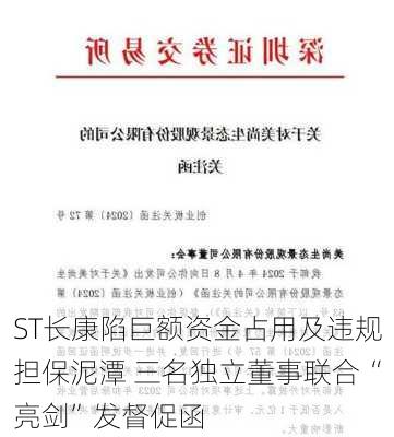 ST长康陷巨额资金占用及违规担保泥潭 三名独立董事联合“亮剑”发督促函