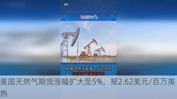 美国天然气期货涨幅扩大至5%，报2.62美元/百万英热