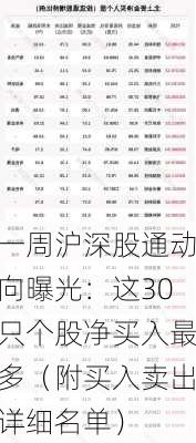 一周沪深股通动向曝光：这30只个股净买入最多（附买入卖出详细名单）