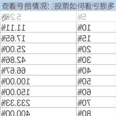 查看亏损情况：股票如何看亏损多少