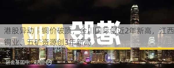 港股异动丨铜价破顶，金川国际创近2年新高，江西铜业、五矿资源创3年新高