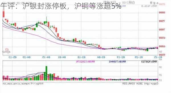 午评：沪银封涨停板，沪铜等涨超5%