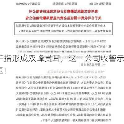 沪指形成双峰贯耳，这一公司收警示函！