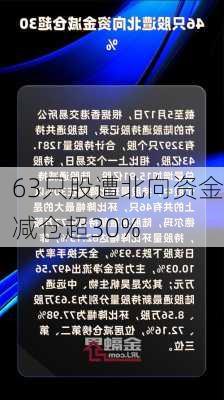 63只股遭北向资金减仓超30%