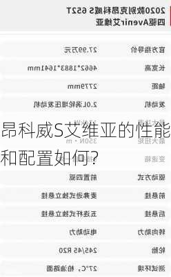 昂科威S艾维亚的性能和配置如何？