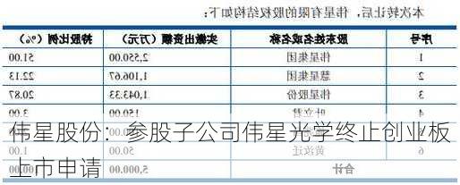 伟星股份：参股子公司伟星光学终止创业板上市申请