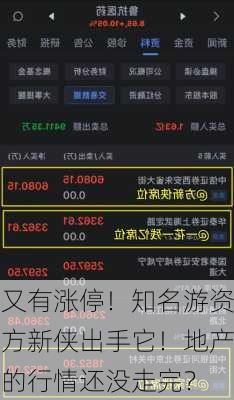 又有涨停！知名游资方新侠出手它！地产的行情还没走完？