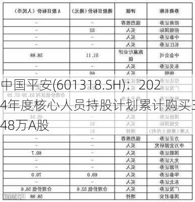 中国平安(601318.SH)：2024年度核心人员持股计划累计购买372.48万A股