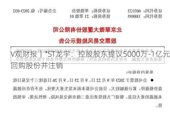 V观财报｜*ST龙宇：控股股东提议5000万-1亿元回购股份并注销