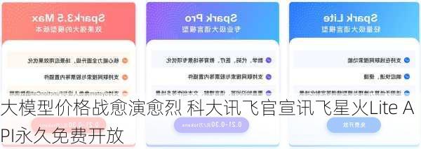 大模型价格战愈演愈烈 科大讯飞官宣讯飞星火Lite API永久免费开放