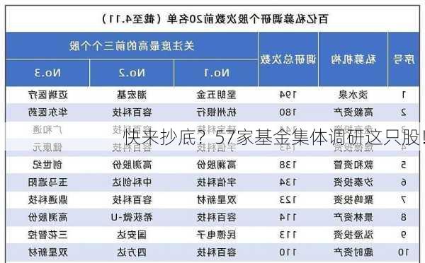 快来抄底？57家基金集体调研这只股！