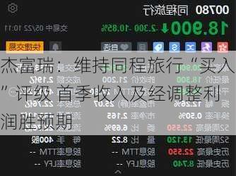 杰富瑞：维持同程旅行“买入”评级 首季收入及经调整利润胜预期