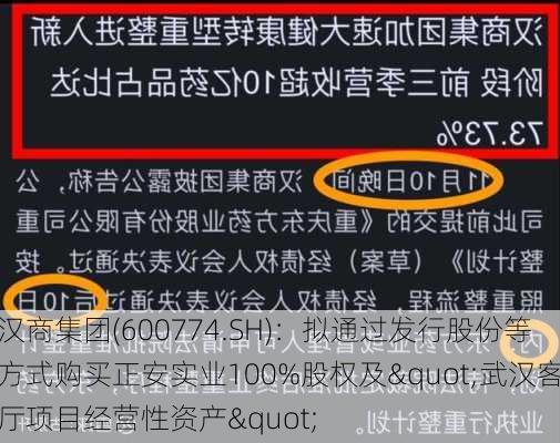 汉商集团(600774.SH)：拟通过发行股份等方式购买正安实业100%股权及