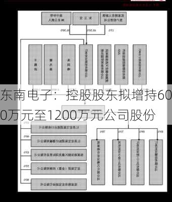 东南电子：控股股东拟增持600万元至1200万元公司股份