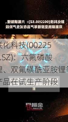 联化科技(002250.SZ)：六氟磷酸锂、双氟磺酰亚胺锂等产品在试生产阶段