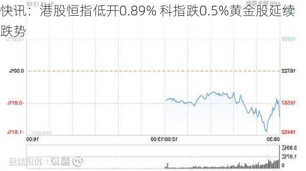 快讯：港股恒指低开0.89% 科指跌0.5%黄金股延续跌势