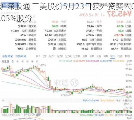 沪深股通|三美股份5月23日获外资买入0.03%股份