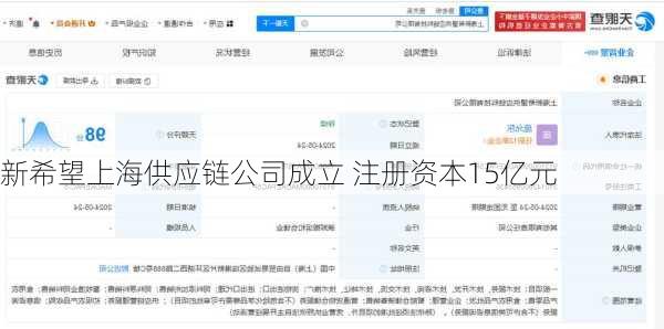 新希望上海供应链公司成立 注册资本15亿元