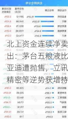 北上资金连续净卖出：茅台五粮液比亚迪遭抛售，立讯精密等逆势获增持