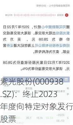 紫光股份(000938.SZ)：终止2023年度向特定对象发行A股股票