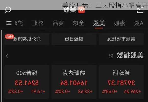 美股开盘：三大股指小幅高开