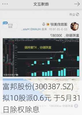 富邦股份(300387.SZ)拟10股派0.6元 于5月31日除权除息