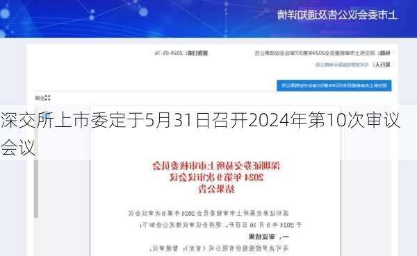 深交所上市委定于5月31日召开2024年第10次审议会议