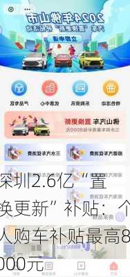 深圳2.6亿“置换更新”补贴：个人购车补贴最高8000元