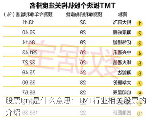 股票tmt是什么意思：TMT行业相关股票的介绍