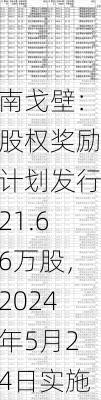 南戈壁：股权奖励计划发行21.66万股，2024年5月24日实施