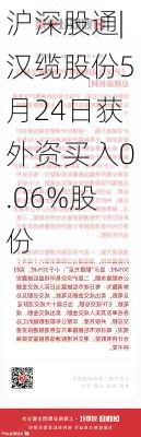 沪深股通|汉缆股份5月24日获外资买入0.06%股份