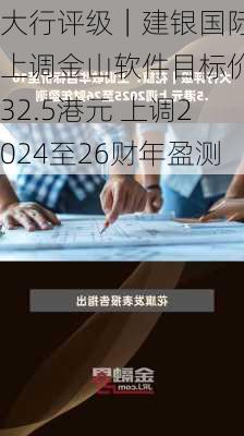 大行评级｜建银国际：上调金山软件目标价至32.5港元 上调2024至26财年盈测